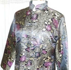 Robert Louis Jacket Kimono Robe M Asian Floral Art to Wear Unisex Woman